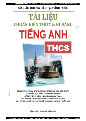 Tài liệu chuẩn kiến thức kĩ năng Tiếng Anh THCS - Sở giáo dục và đào tạo Vĩnh Phúc